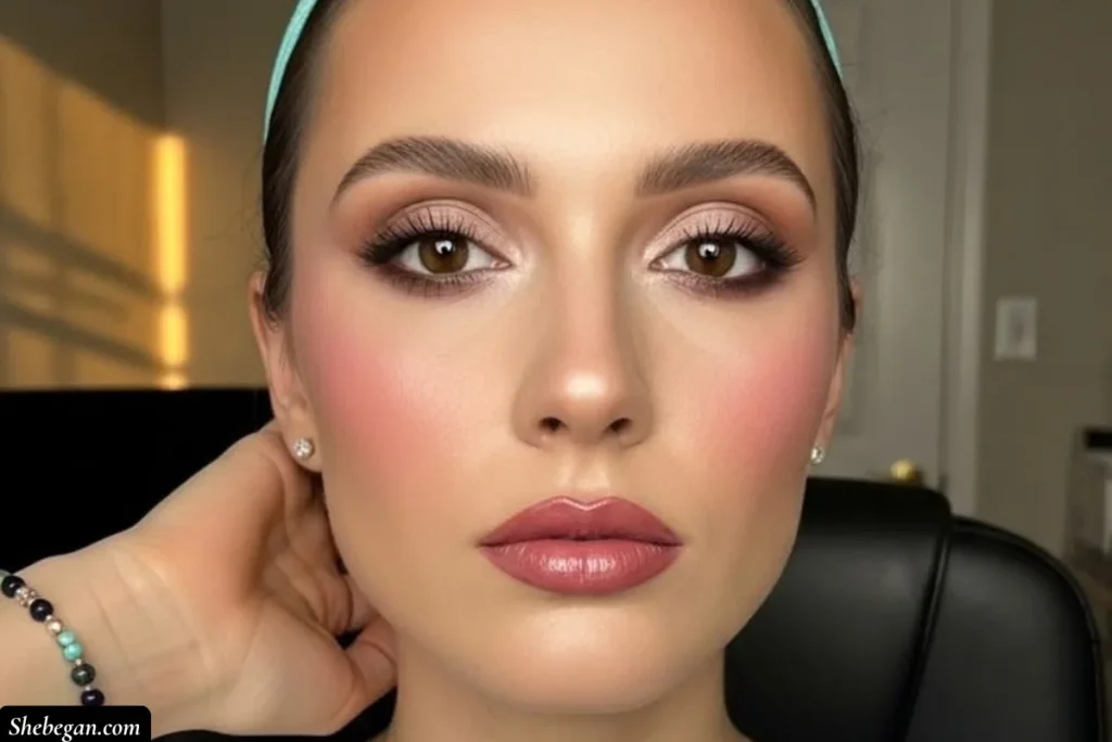 Natural Makeup With Rosy Blush And Nude Lips