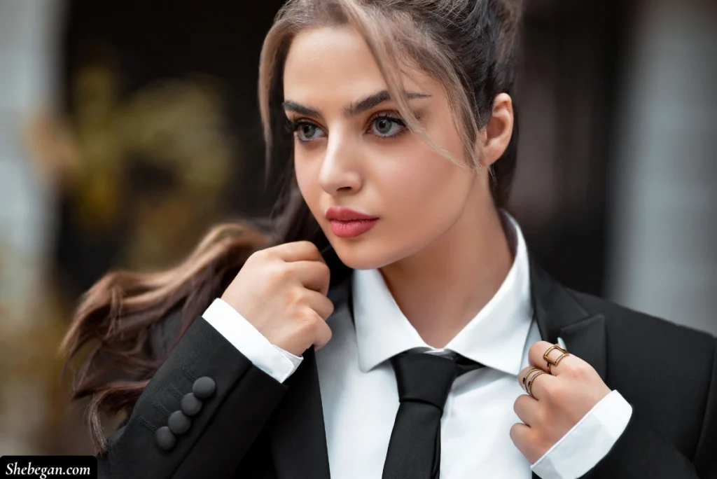 A woman wearing tie