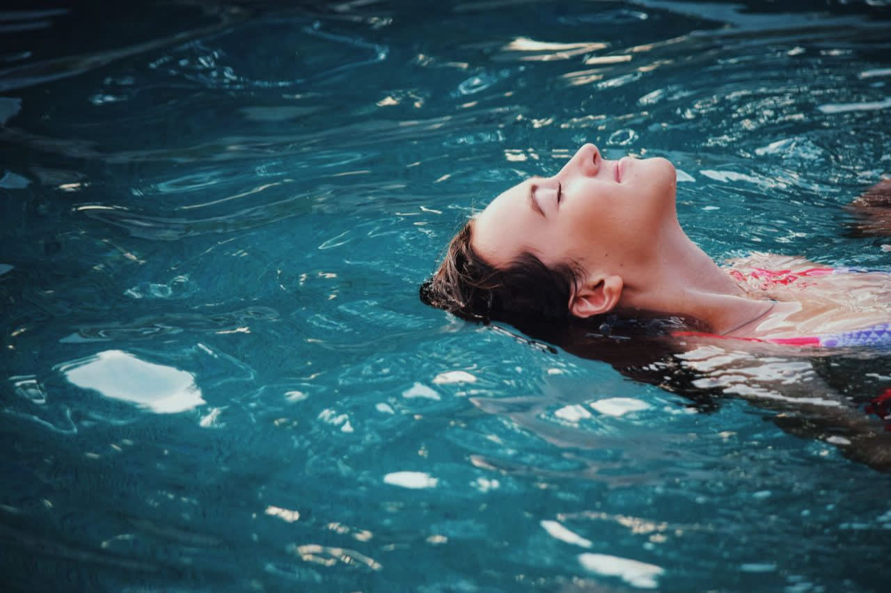 a lady swimming