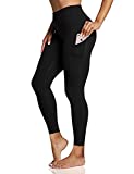 ZUTY Women's Ankle High Waisted Workout Yoga Leggings with Pockets Athletic Leggings Yoga Pants Running Tights Plus Size 25" X Side Line Black M ZUTY Women