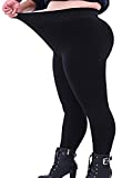 Seawhisper Leggings for Women Plus Size Tights High Waisted Cotton Fleece Lined Black Wide Tummy Control XL 2X 3X 4X 16W 18W 20W 22W 26W