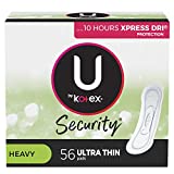 U by Kotex Security Ultra Thin Feminine Pads, Heavy Absorbency, Unscented, 56 Count
