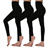 TRIUNION 3 Pack Thermal Fleece Lined Leggings Women High Waisted Tummy Control Winter Warm Yoga Pants for Workout&Running&Daily Wear,Black,Size Small/Medium