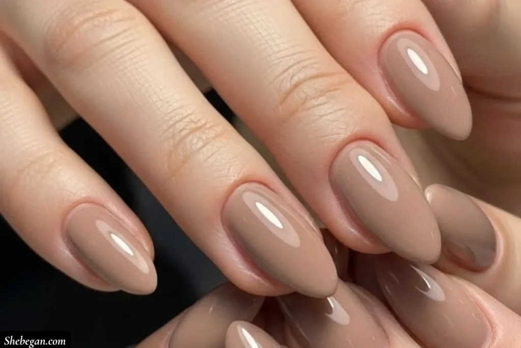 Caramel beige nail color