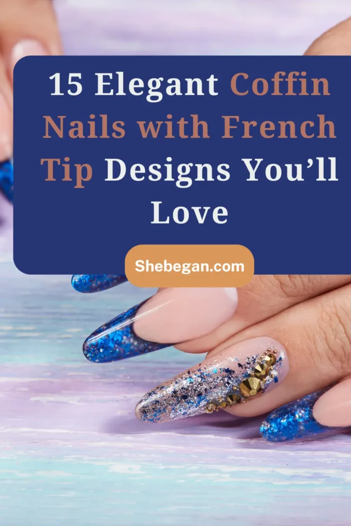 Coffin Nails with French Tip Designs