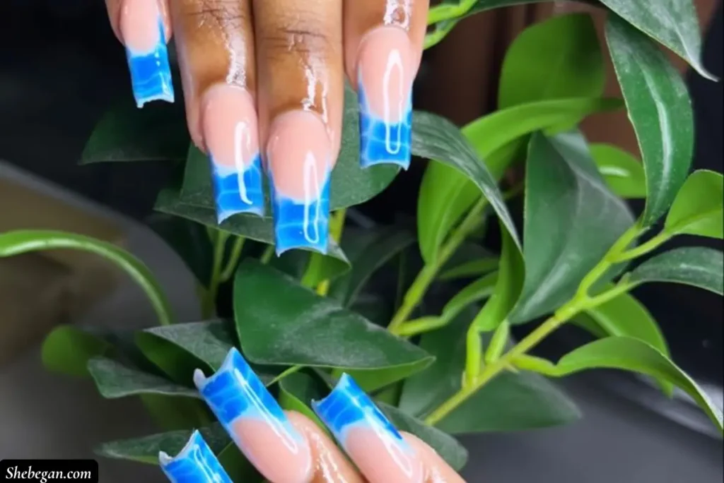 Coffin Nails with French Tip Designs