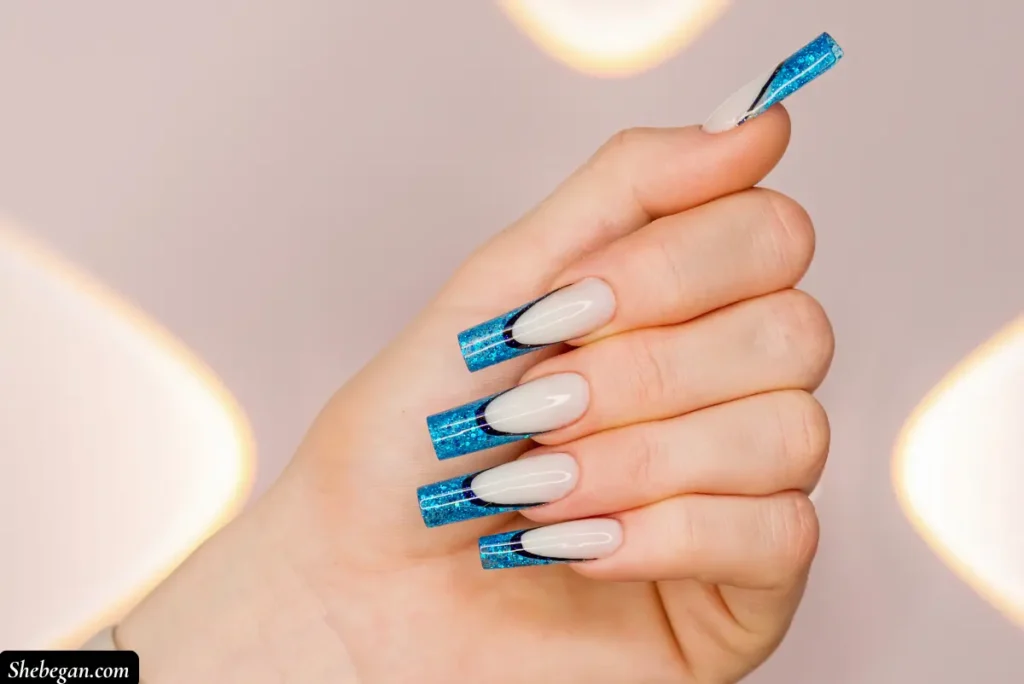 Coffin Nails with French Tip Designs