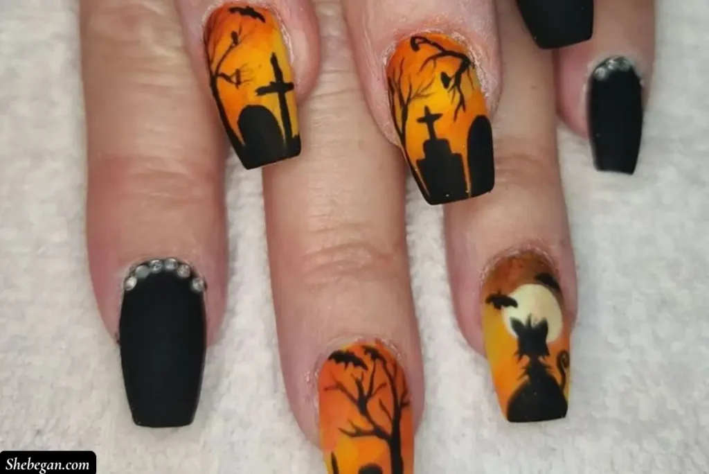 Orange Halloween Nails