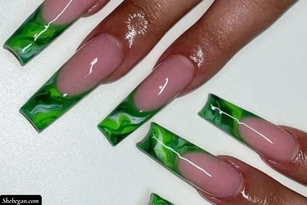Coffin Nails with French Tip Designs