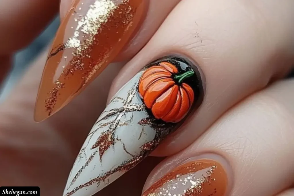Orange Halloween Nails