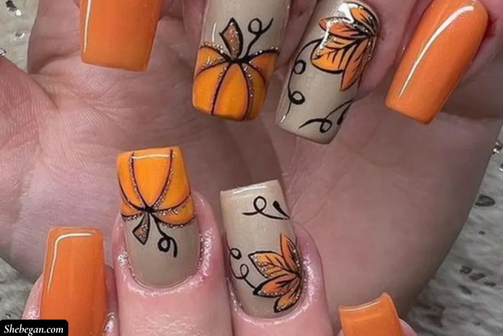 Orange Halloween Nails