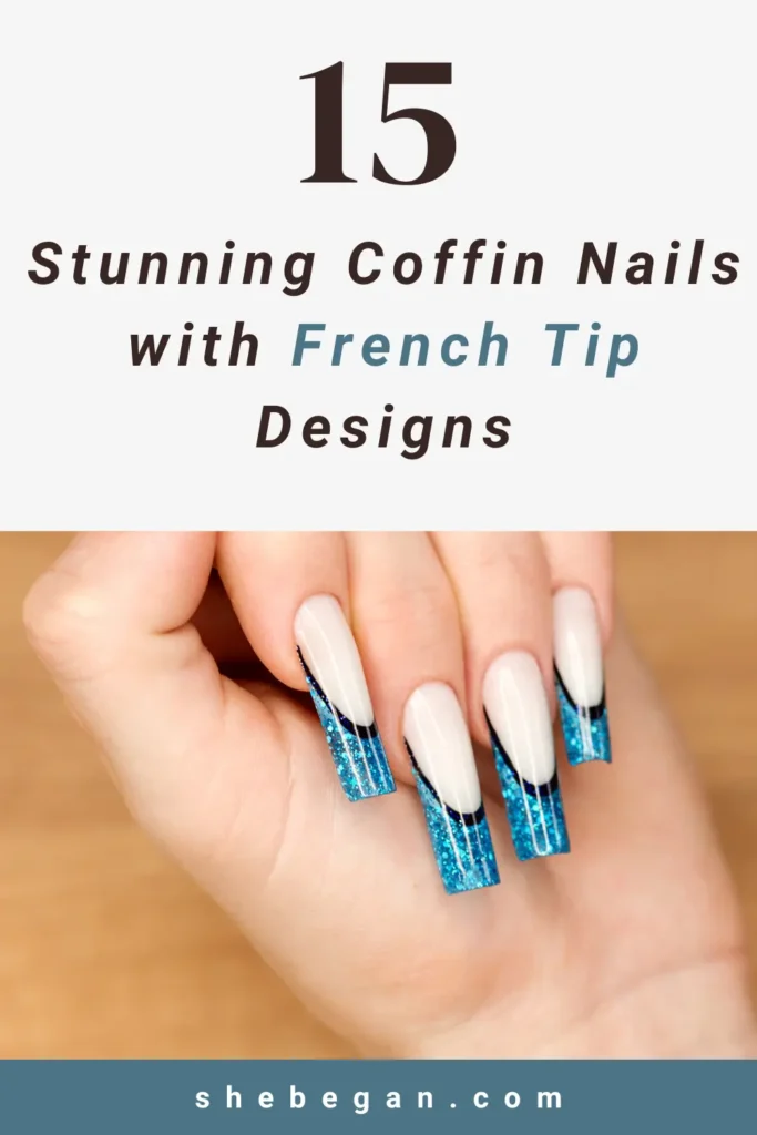 Coffin Nails with French Tip Designs