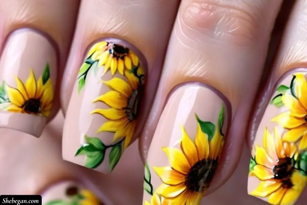 Sunflower Nail Designs