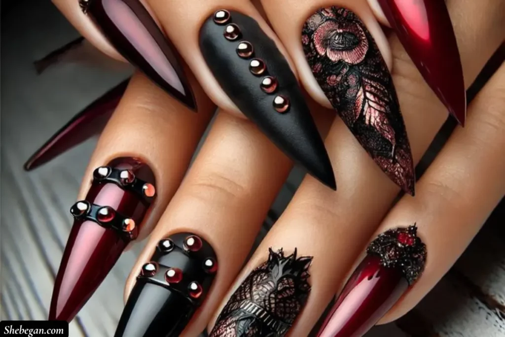 Burgundy Nail Design