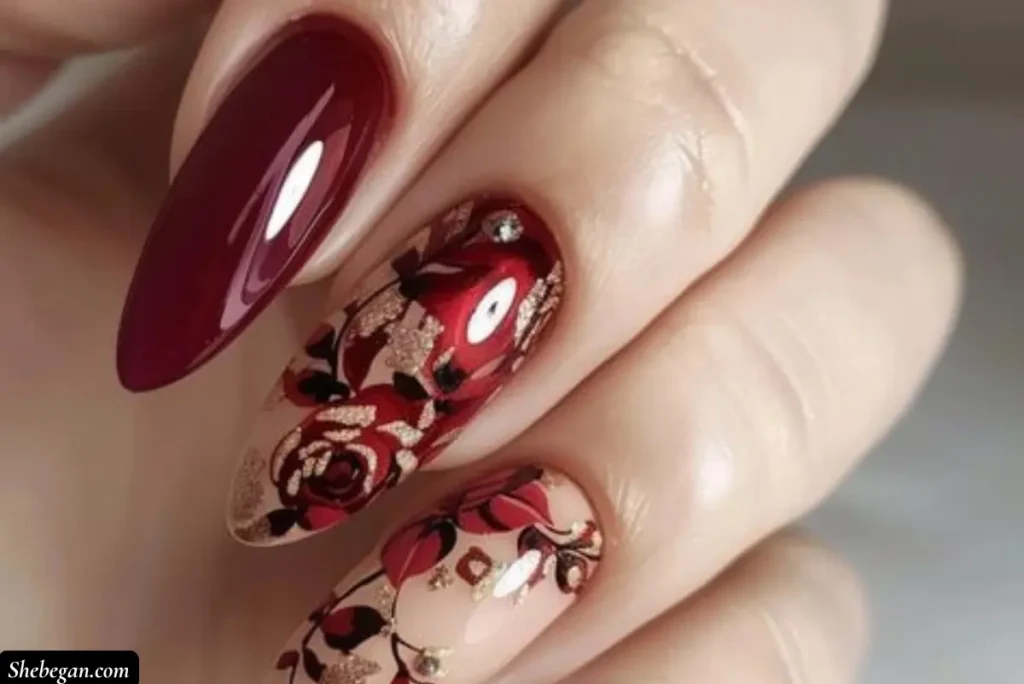 Burgundy Nail Design