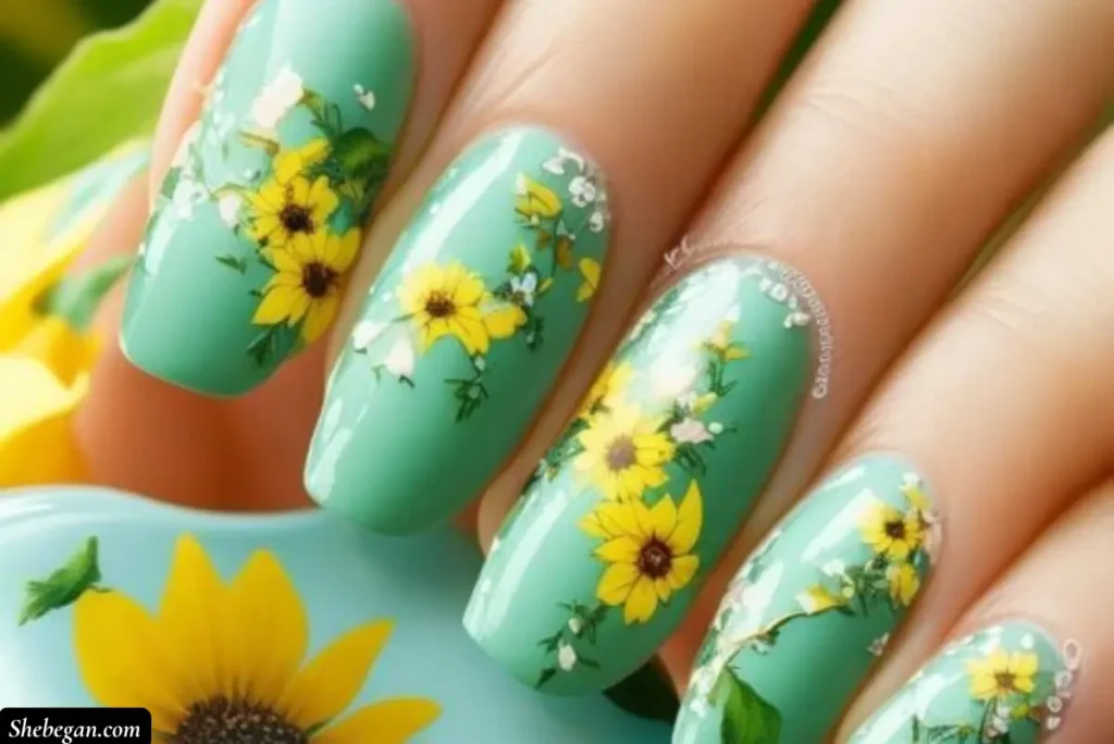 Sunflower Nail Designs