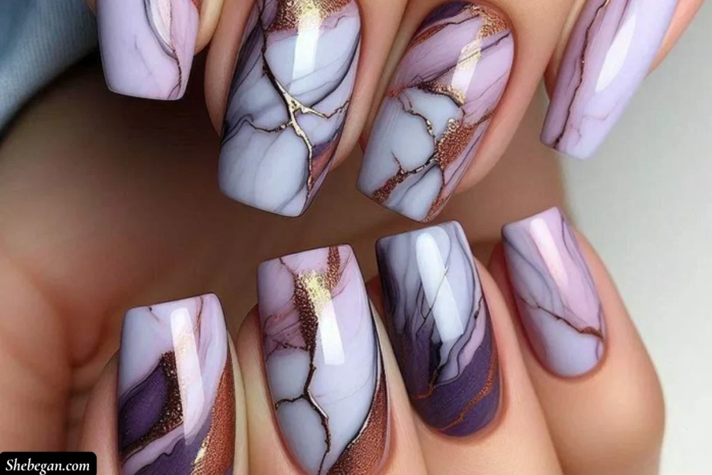 Purple and Gray Nail Designs