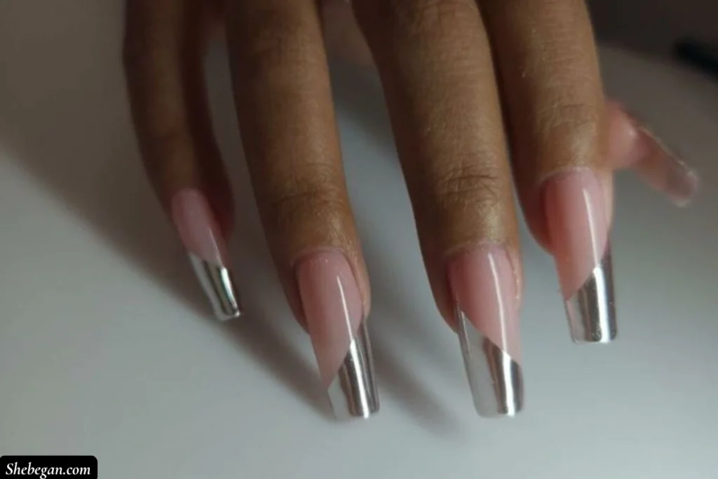 French Manicure Designs with Glitter
