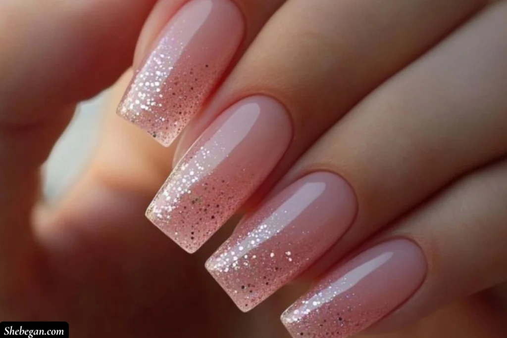 French Manicure Designs with Glitter