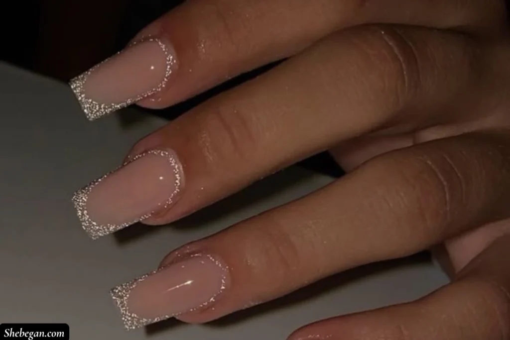 French Manicure Designs with Glitter